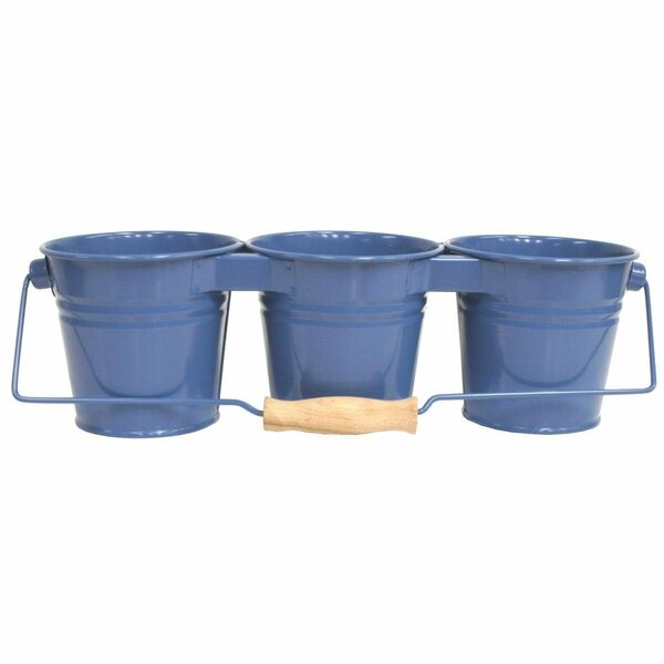 Next2Nature Enameled Galvanized Triple Planter, Blue NE2991696